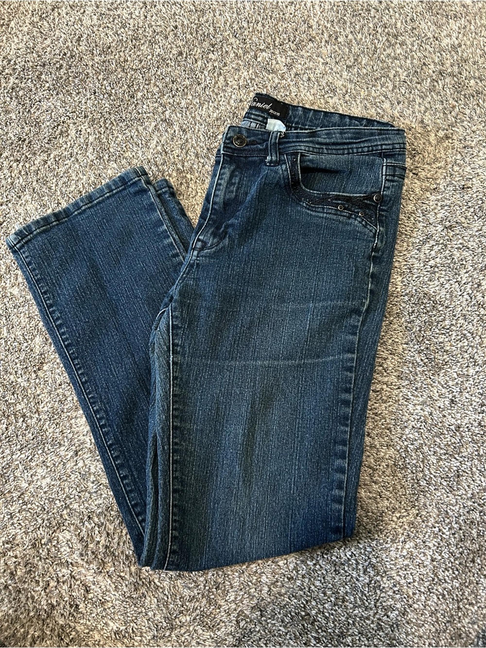 Daniel Women's Straight Leg Jeans Embellished Dark Blue